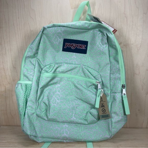 Jansport Other - JanSport Backpack Cross Town Digital Cheetah Print School Bag Lime Grey NWT